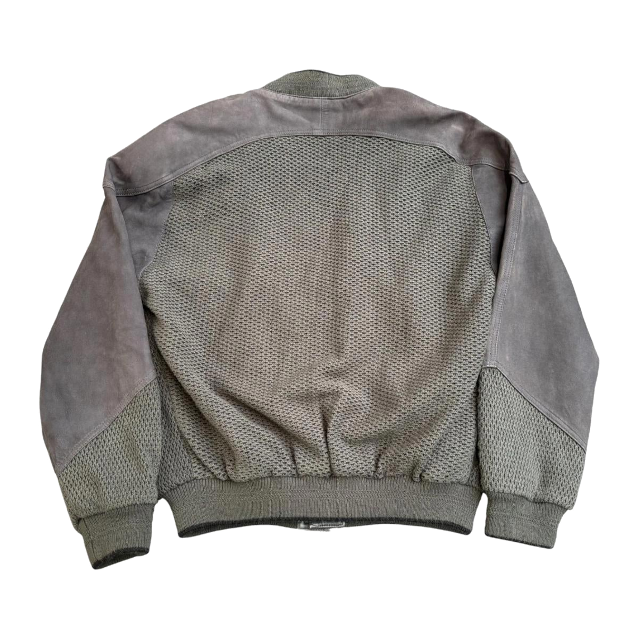 356 Aquascutum Classic 4 Button Leather Trim Wool Cardigan Jacket Khaki Grey L