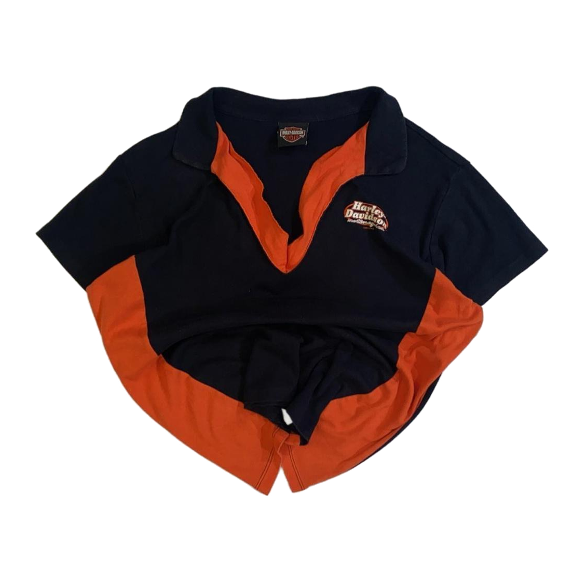 1660 Harley Davidson Men's Color Block Short Sleeve Polo Black L