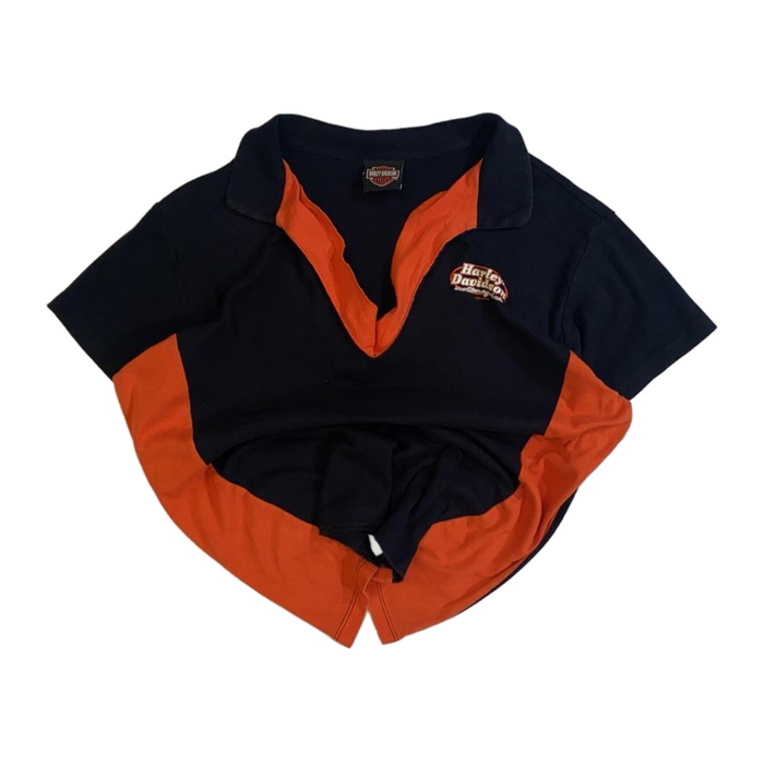 Harley Davidson Men's Color Block Short Sleeve Polo Black L