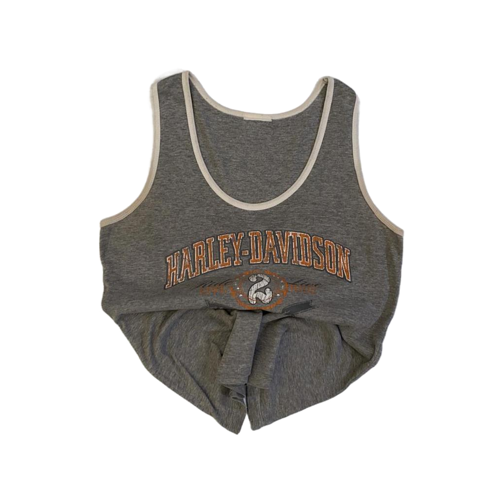 1611 Harley Davidson Women's Rhinestone Accent Ride 2 Live Sleeveless Tank Top Grey S