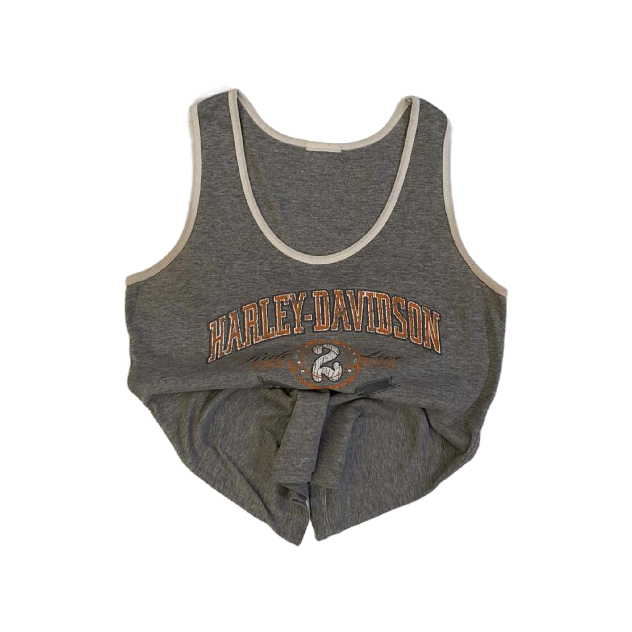 1611 Harley Davidson Women's Rhinestone Accent Ride 2 Live Sleeveless Tank Top Grey S