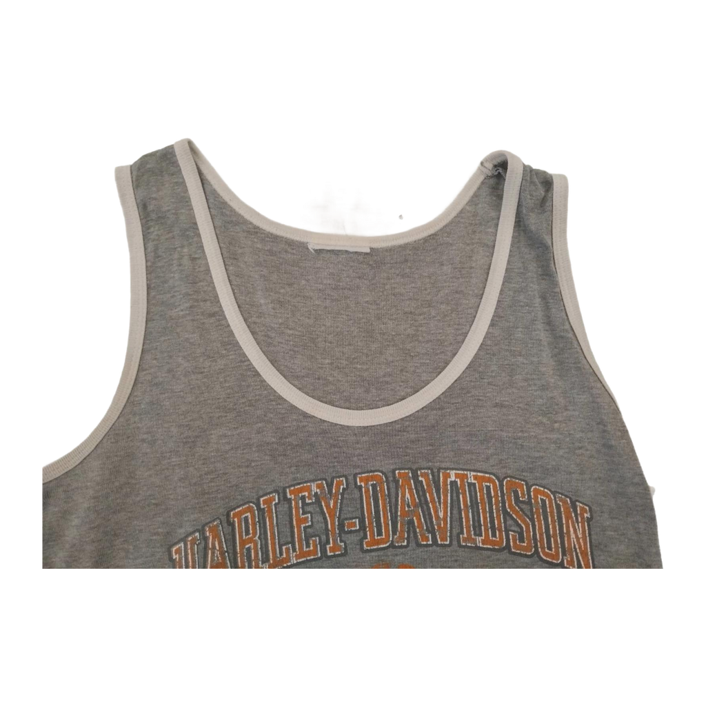 1611 Harley Davidson Women's Rhinestone Accent Ride 2 Live Sleeveless Tank Top Grey S