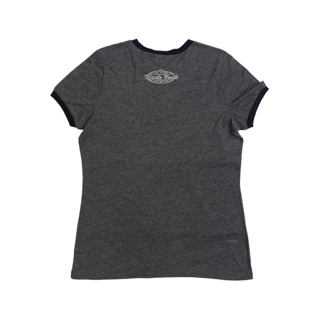 Harley Davidson Women's Contrast Rib Short Sleeve T Shirt Grey 2XL