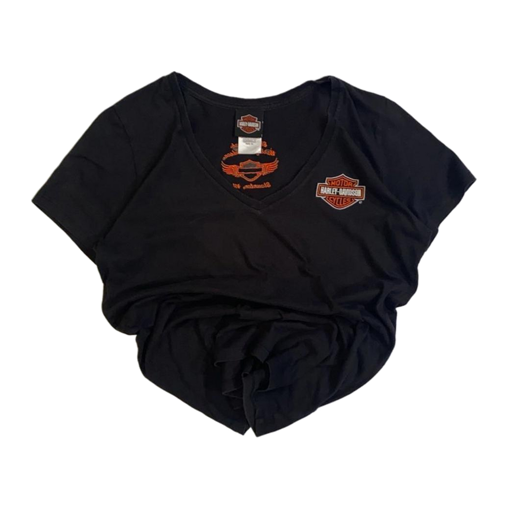 1663 Harley Davidson Women's Embroidered Logo Patch Short Sleeve T Shirt Black XL
