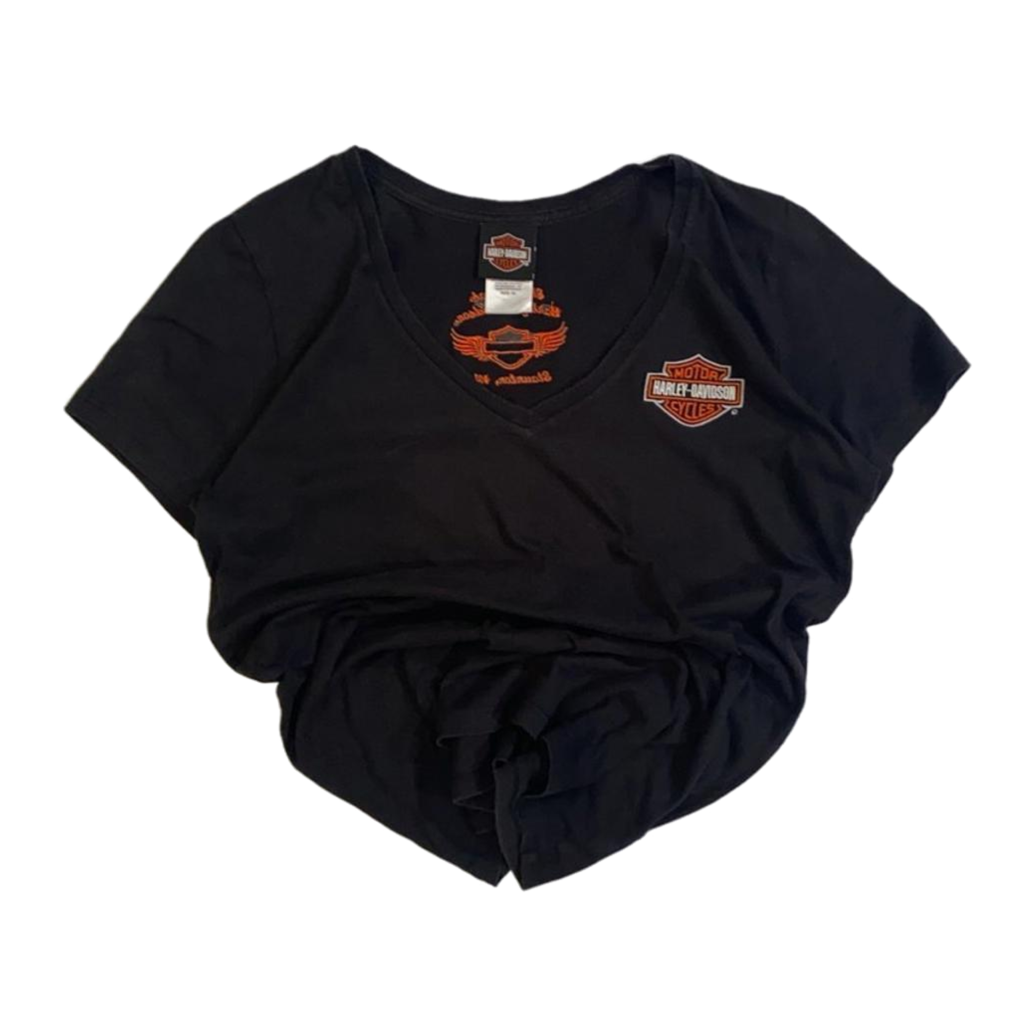 1663 Harley Davidson Women's Embroidered Logo Patch Short Sleeve T Shirt Black XL