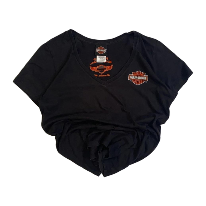 Harley Davidson Women's Embroidered Logo Patch Short Sleeve T Shirt Black XL