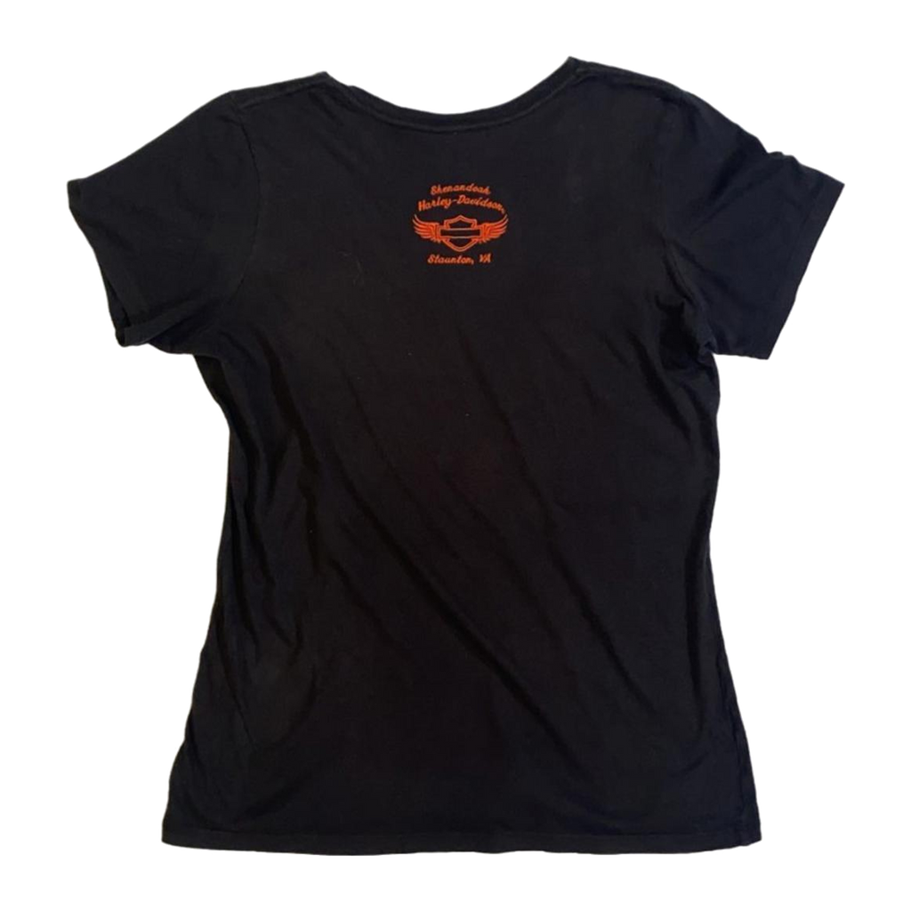 1663 Harley Davidson Women's Embroidered Logo Patch Short Sleeve T Shirt Black XL