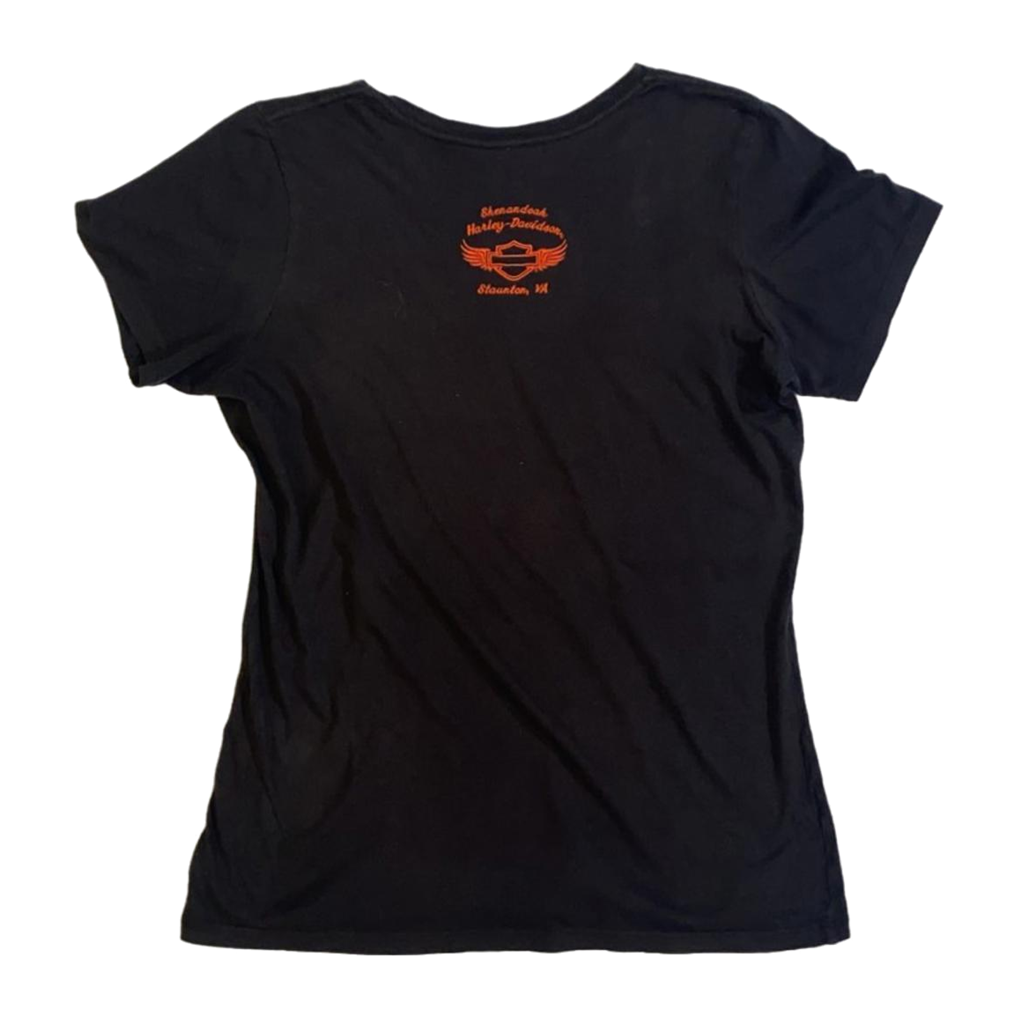 1663 Harley Davidson Women's Embroidered Logo Patch Short Sleeve T Shirt Black XL