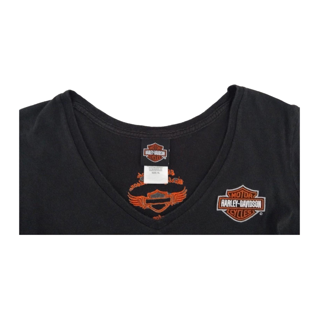 1663 Harley Davidson Women's Embroidered Logo Patch Short Sleeve T Shirt Black XL