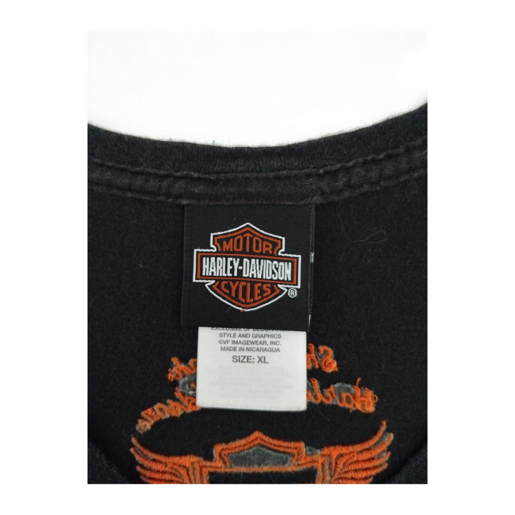 1663 Harley Davidson Women's Embroidered Logo Patch Short Sleeve T Shirt Black XL