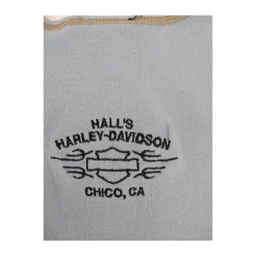 1662 Harley Davidson Women's Contrast Stitch Keyhole Neckline Tank Top Powder Blue 2XL