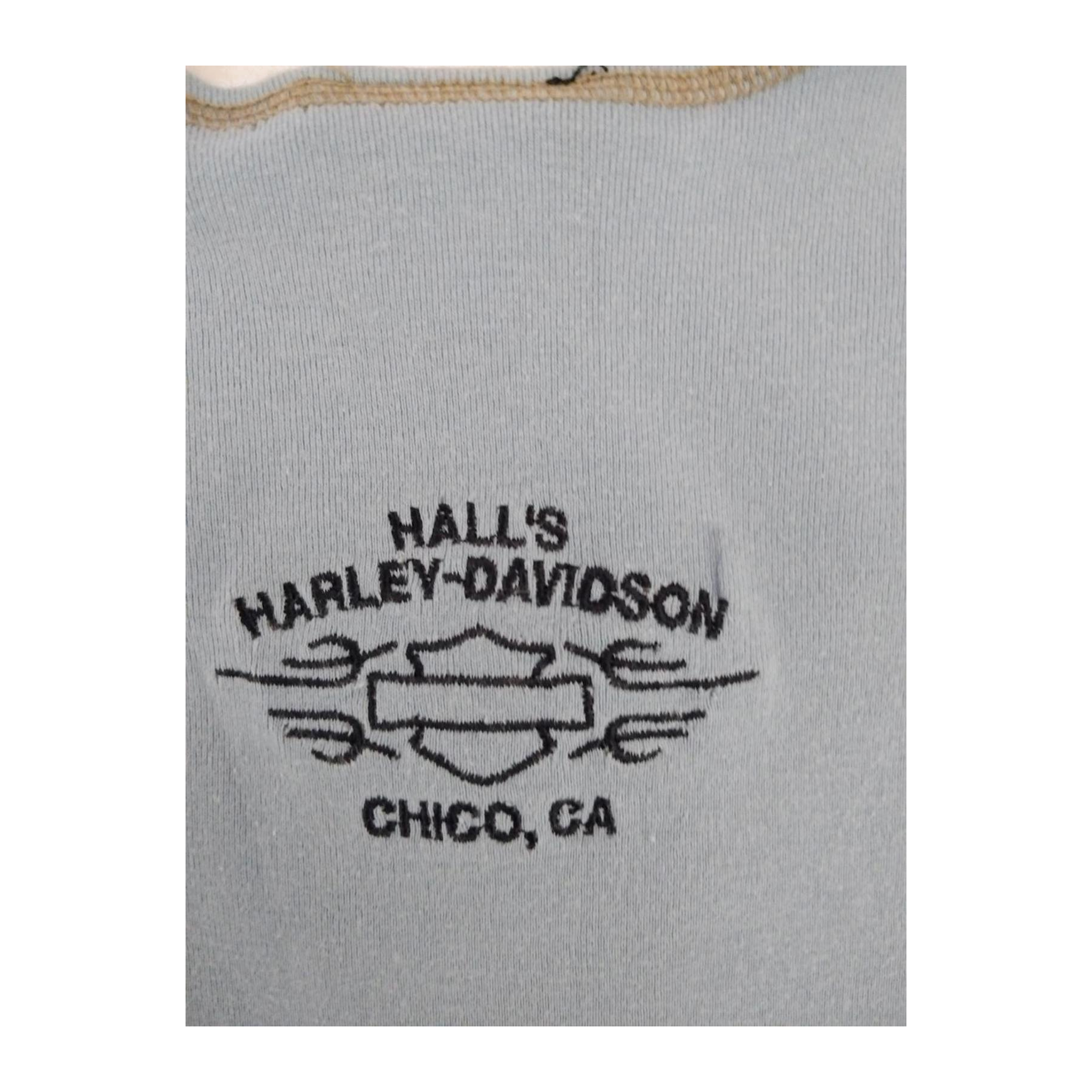 1662 Harley Davidson Women's Contrast Stitch Keyhole Neckline Tank Top Powder Blue 2XL