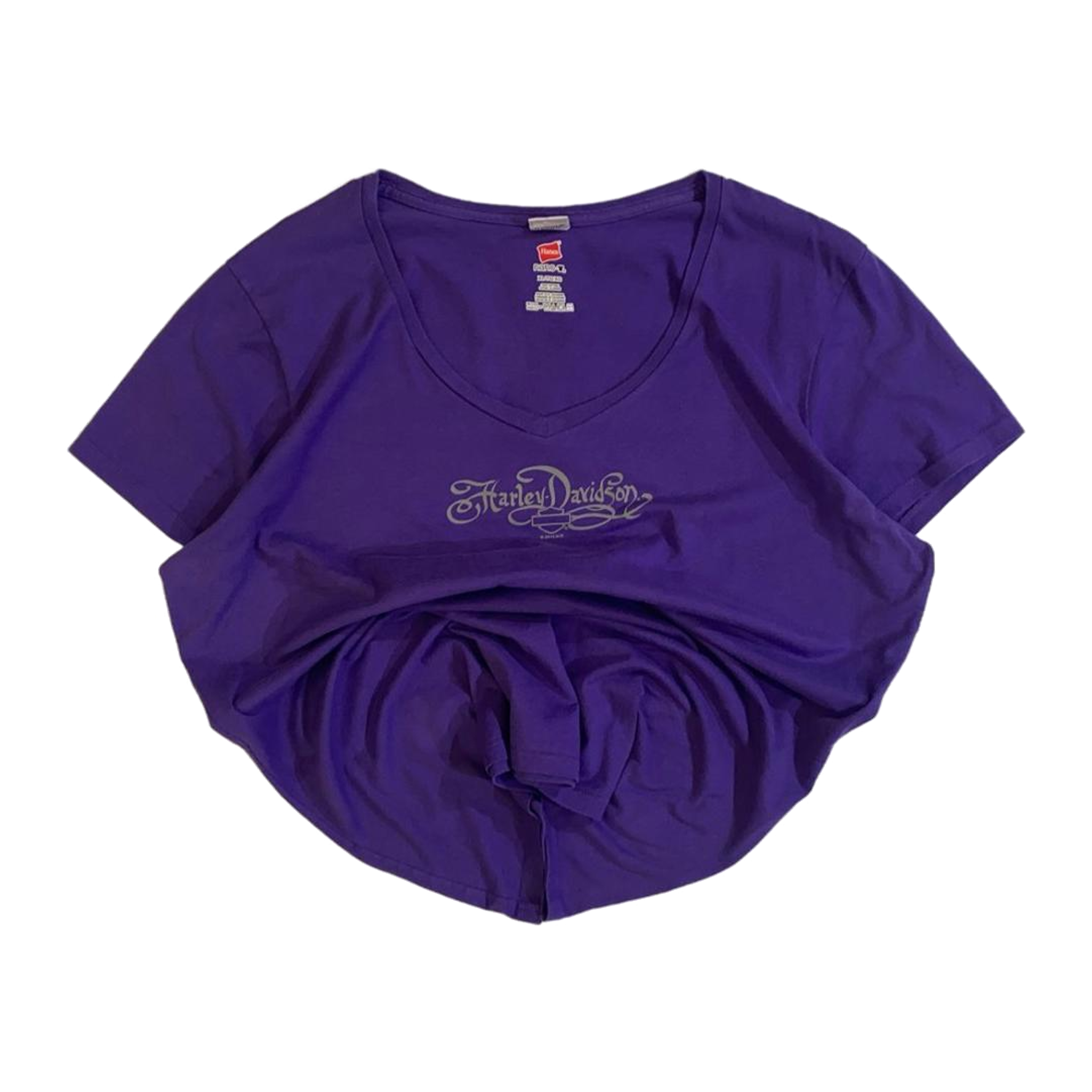 1658 Harley Davidson Women's Y2K Short Sleeve V Neck T Shirt Purple XL