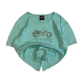 1657 Harley Davidson Women's Y2K Bedazzled Motorcycle Short Sleeve T Shirt Turquoise XL