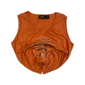 1656 Harley Davidson Women's Rouched V Neck Sleeveless T Shirt Orange XL