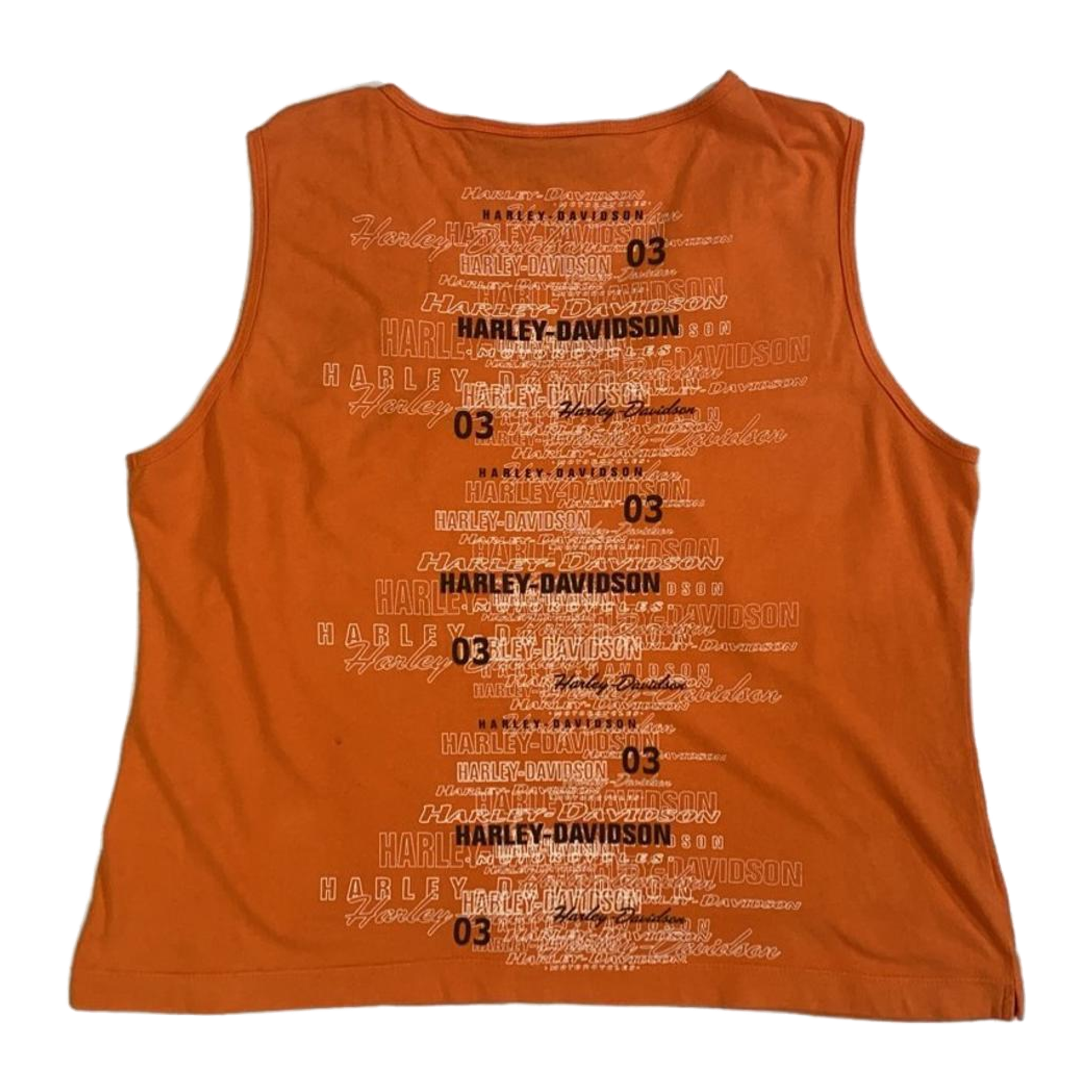 1656 Harley Davidson Women's Rouched V Neck Sleeveless T Shirt Orange XL