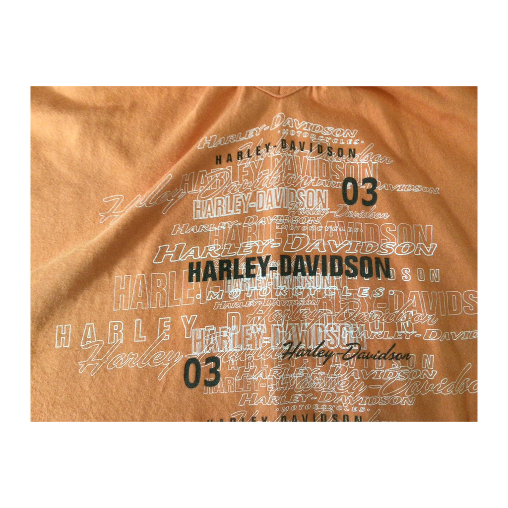 1656 Harley Davidson Women's Rouched V Neck Sleeveless T Shirt Orange XL