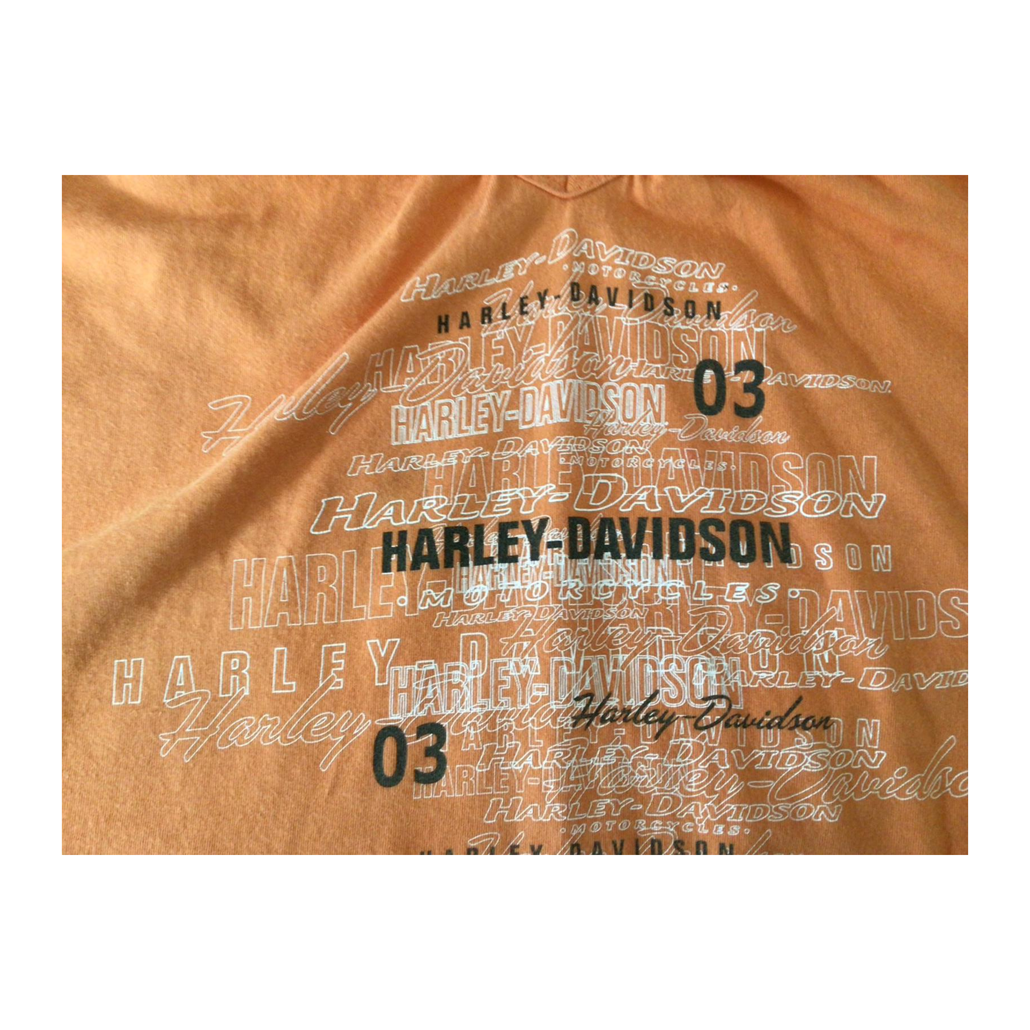 1656 Harley Davidson Women's Rouched V Neck Sleeveless T Shirt Orange XL