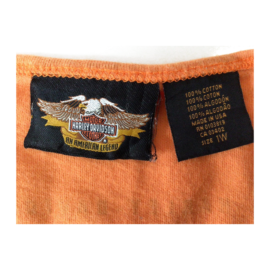 1656 Harley Davidson Women's Rouched V Neck Sleeveless T Shirt Orange XL