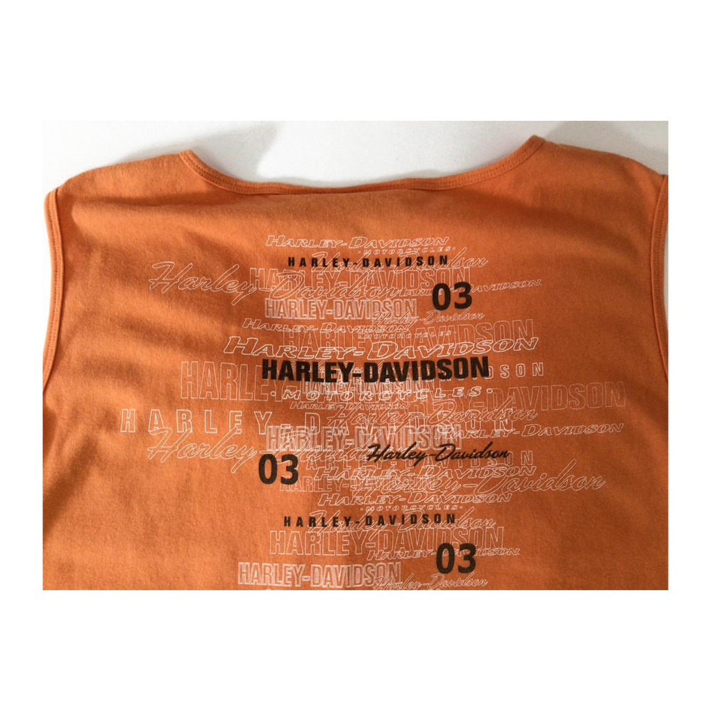 1656 Harley Davidson Women's Rouched V Neck Sleeveless T Shirt Orange XL