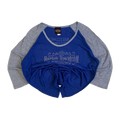 1655 Harley Davidson Women's Bedazzled Western Logo Long Sleeve Baseball Style T Shirt Blue XL