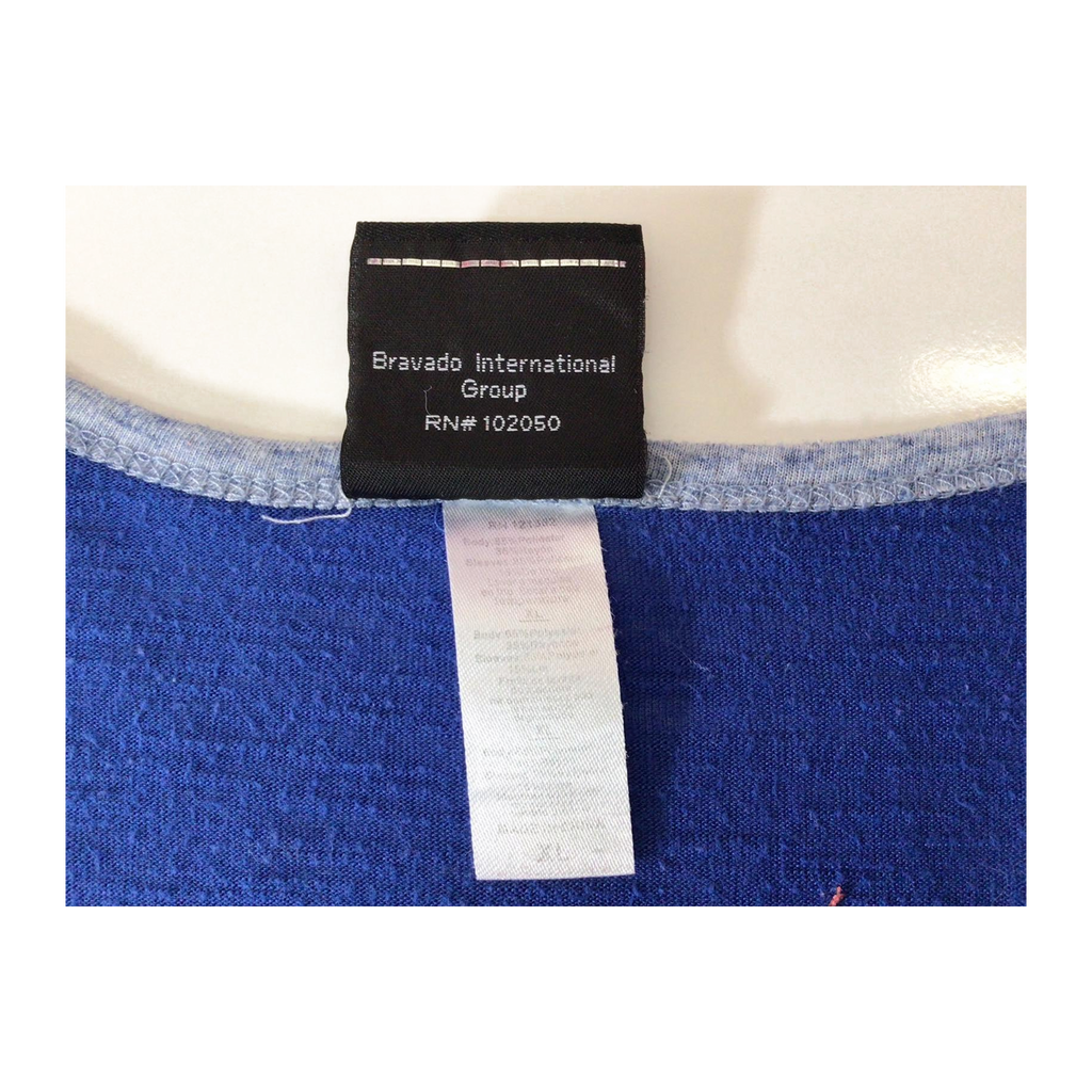 1655 Harley Davidson Women's Bedazzled Western Logo Long Sleeve Baseball Style T Shirt Blue XL