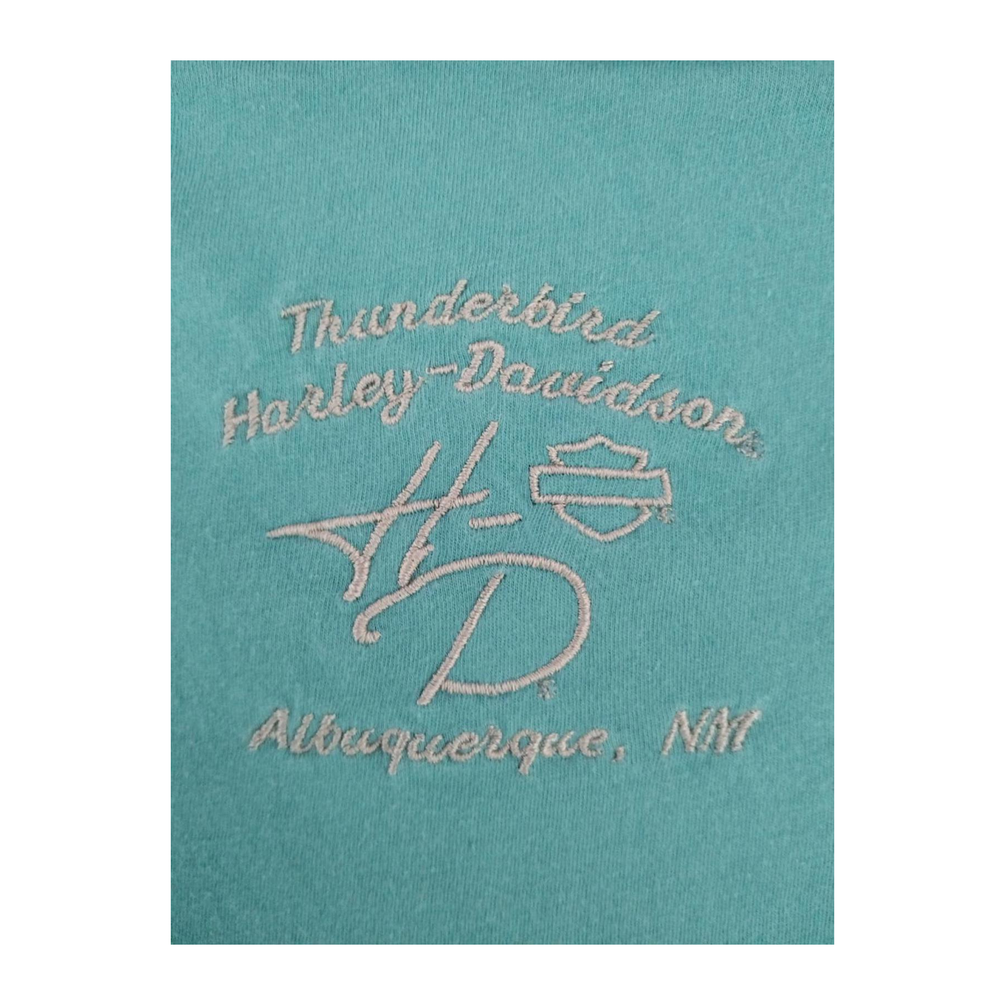 1654 Harley Davidson Women's Bedazzled Logo Short Sleeve T Shirt Turquoise 2XL