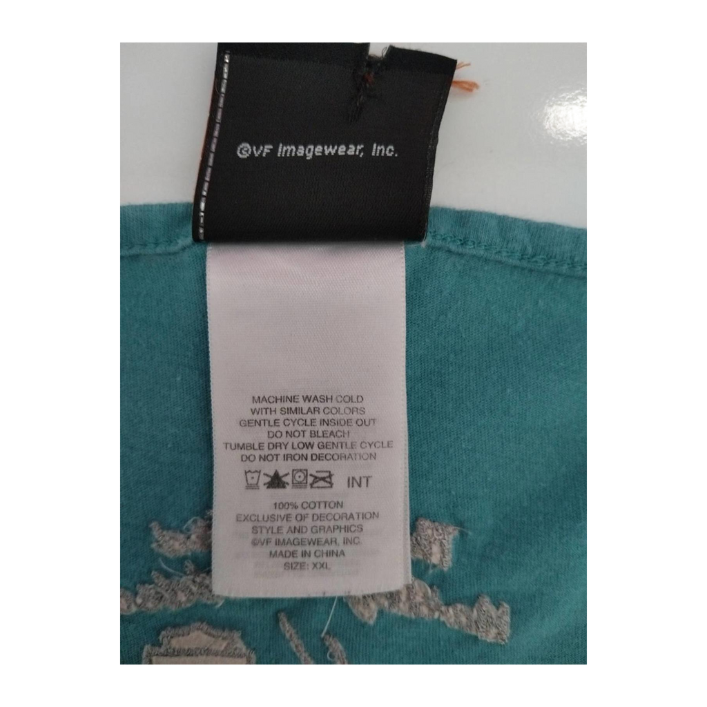 1654 Harley Davidson Women's Bedazzled Logo Short Sleeve T Shirt Turquoise 2XL