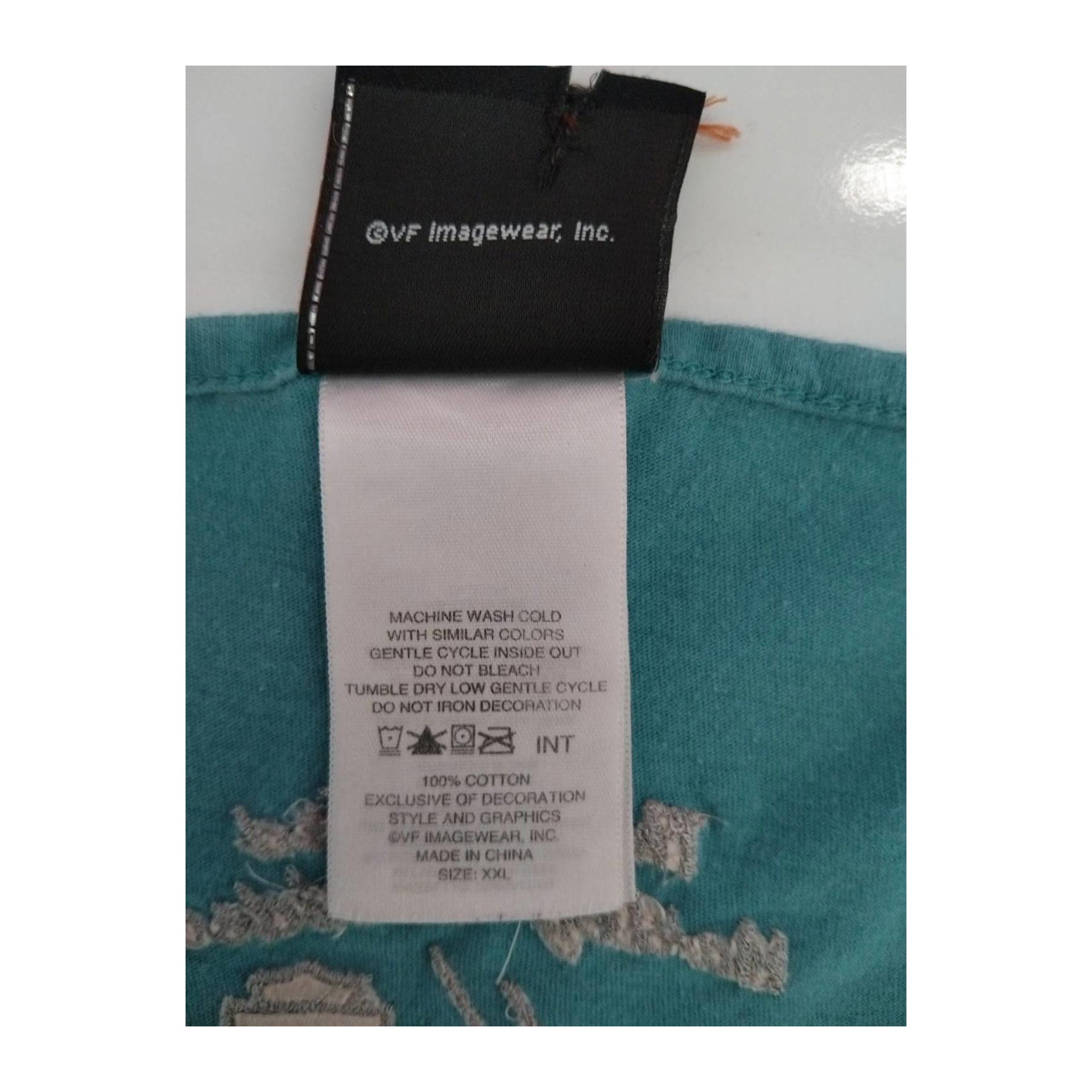 1654 Harley Davidson Women's Bedazzled Logo Short Sleeve T Shirt Turquoise 2XL