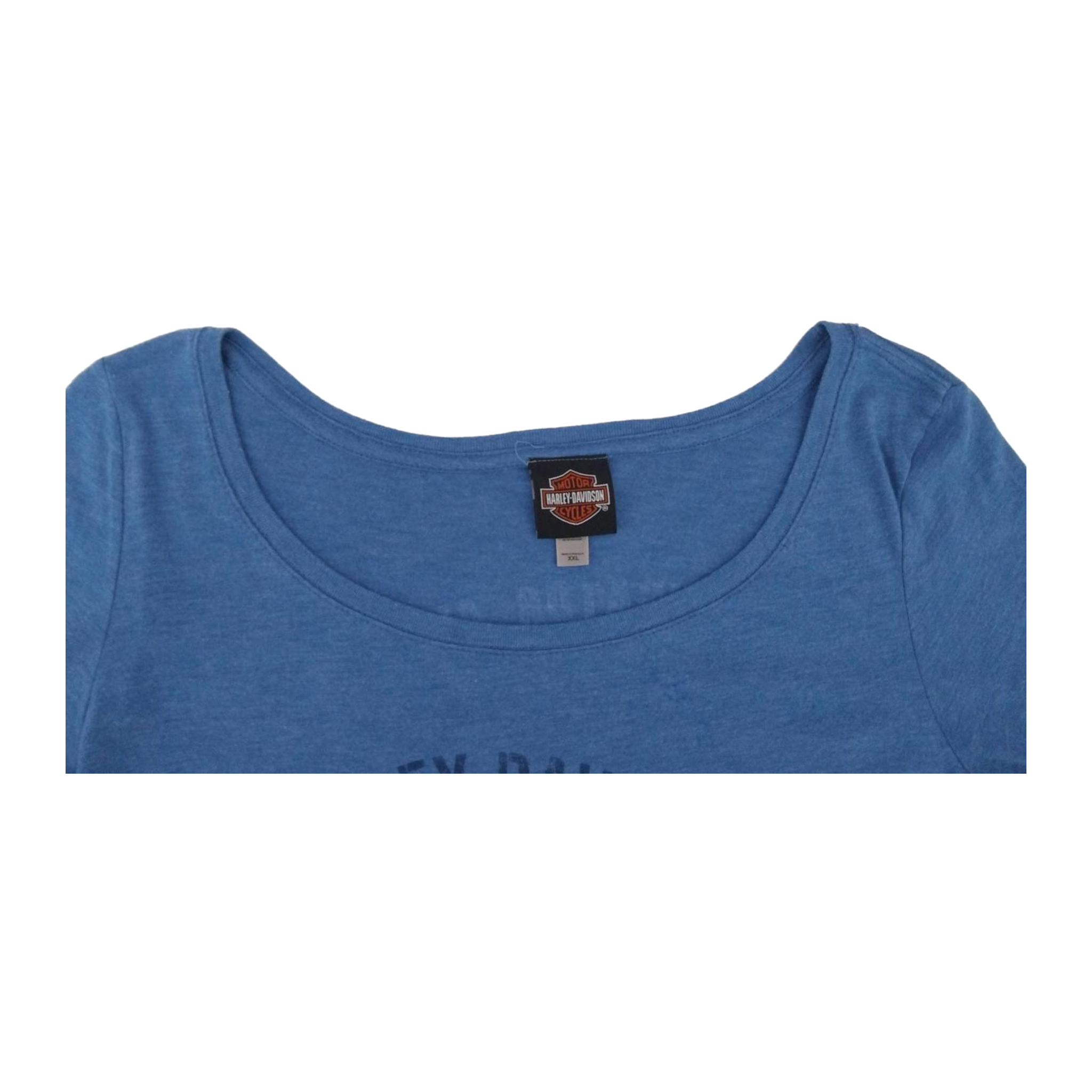 1653 Harley Davidson Women's Bedazzled Factory Customs Long Sleeve T Shirt Blue 2XL