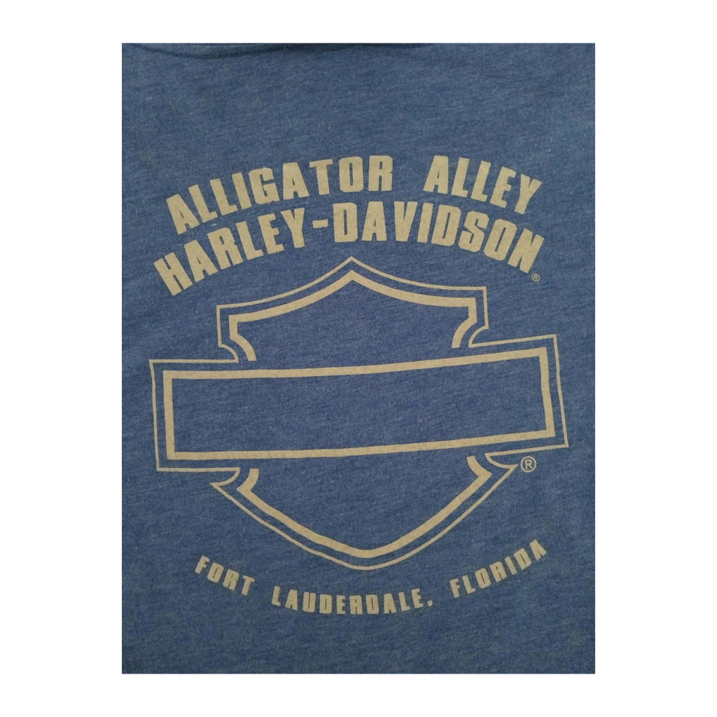 1653 Harley Davidson Women's Bedazzled Factory Customs Long Sleeve T Shirt Blue 2XL