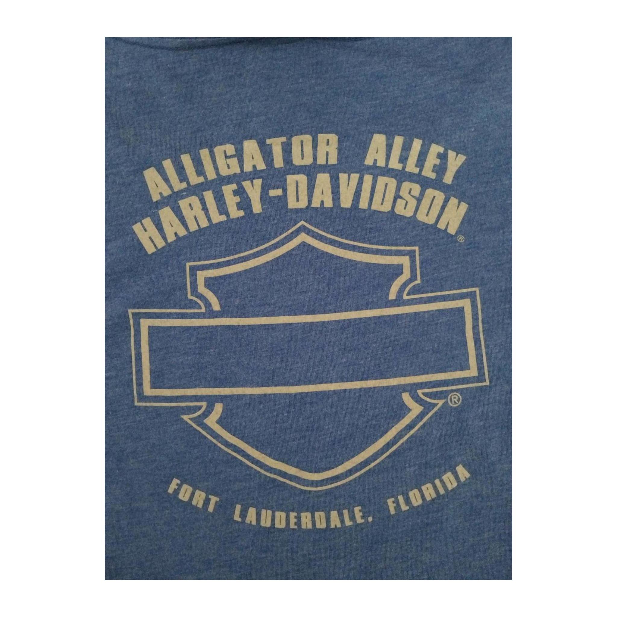 1653 Harley Davidson Women's Bedazzled Factory Customs Long Sleeve T Shirt Blue 2XL