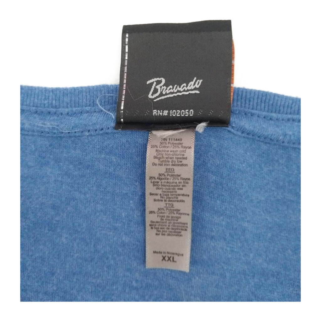 1653 Harley Davidson Women's Bedazzled Factory Customs Long Sleeve T Shirt Blue 2XL