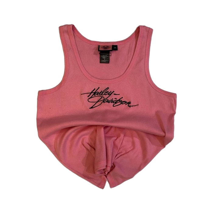 Harley Davidson Women's Embroidered Ribbed Tank Top Pink 2XL