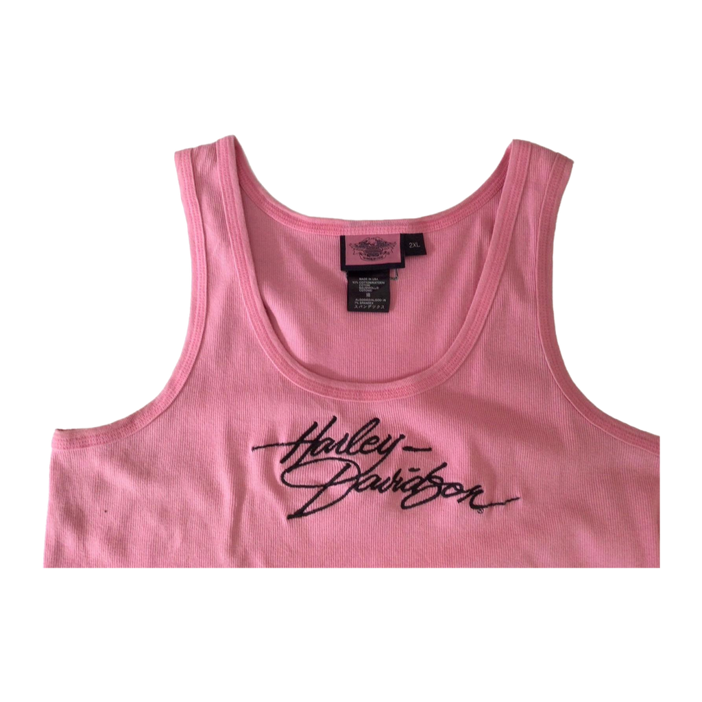 1651 Harley Davidson Women's Embroidered Ribbed Tank Top Pink 2XL