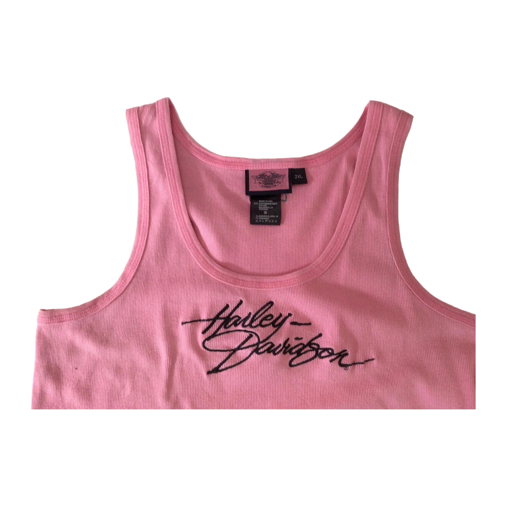 1651 Harley Davidson Women's Embroidered Ribbed Tank Top Pink 2XL