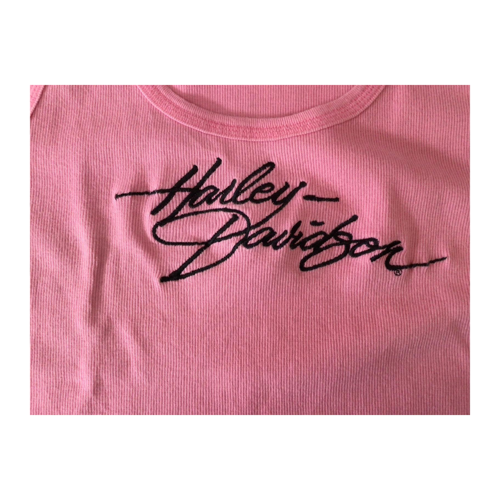 1651 Harley Davidson Women's Embroidered Ribbed Tank Top Pink 2XL