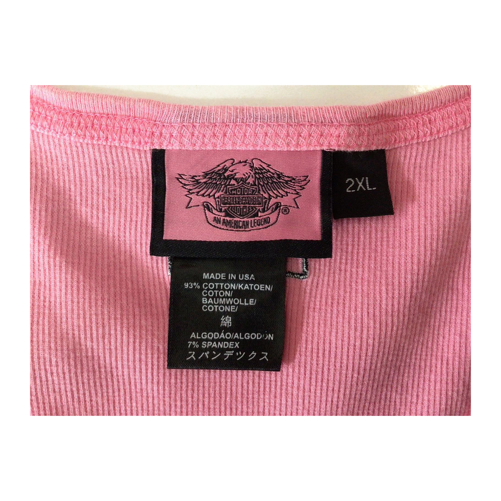 1651 Harley Davidson Women's Embroidered Ribbed Tank Top Pink 2XL