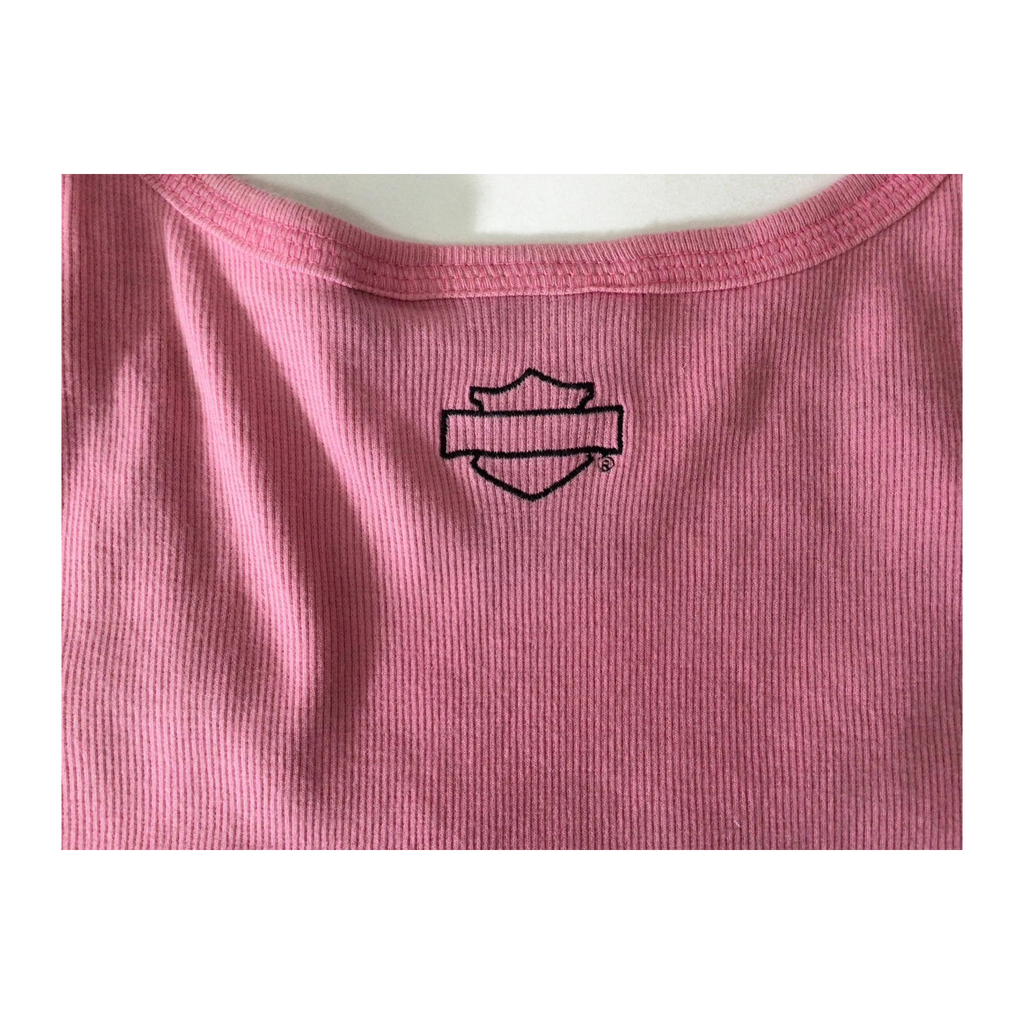 1651 Harley Davidson Women's Embroidered Ribbed Tank Top Pink 2XL