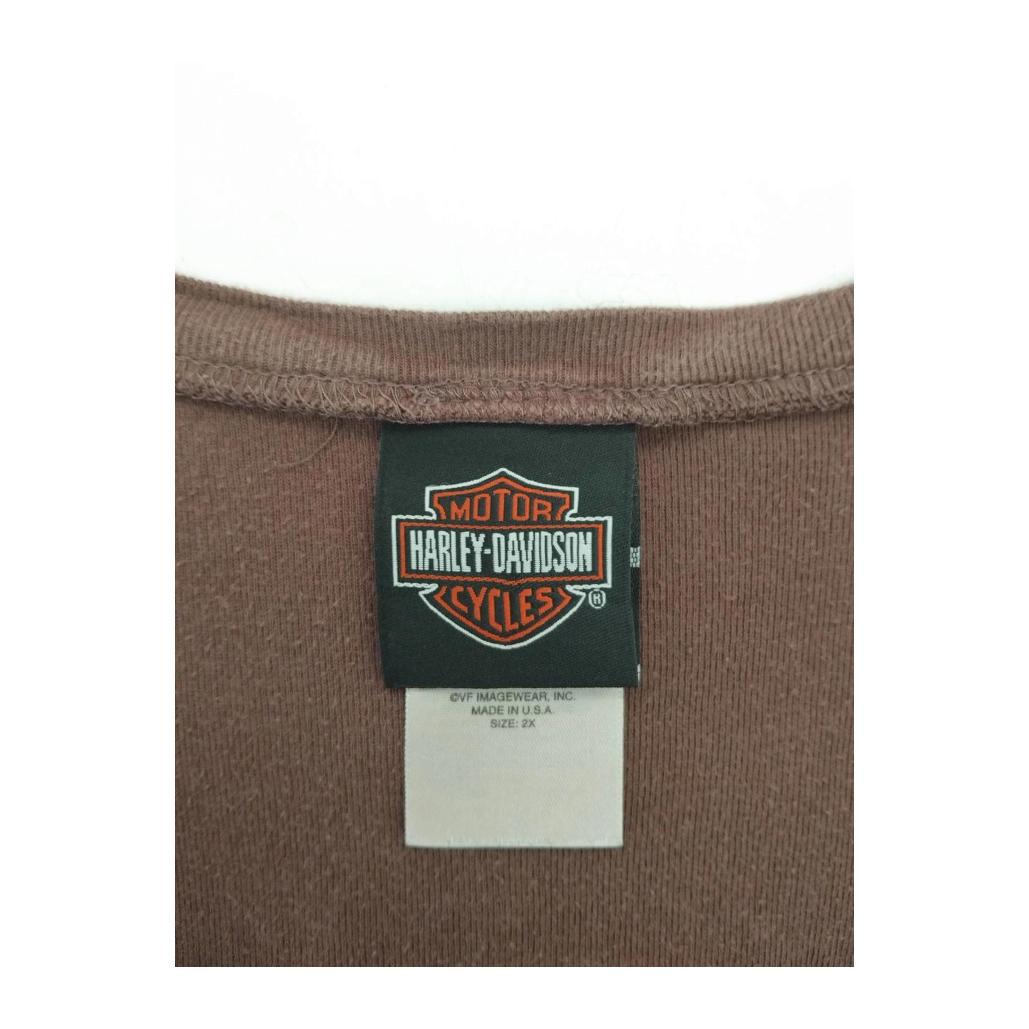 1699 Harley Davidson Women's Eagle Logo V Neck Short Sleeve T Shirt Brown 2XL
