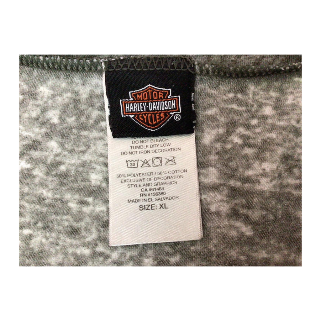 1698 Harley Davidson Women's Skull Logo V Neck Heathered Short Sleeve T Shirt Grey XL
