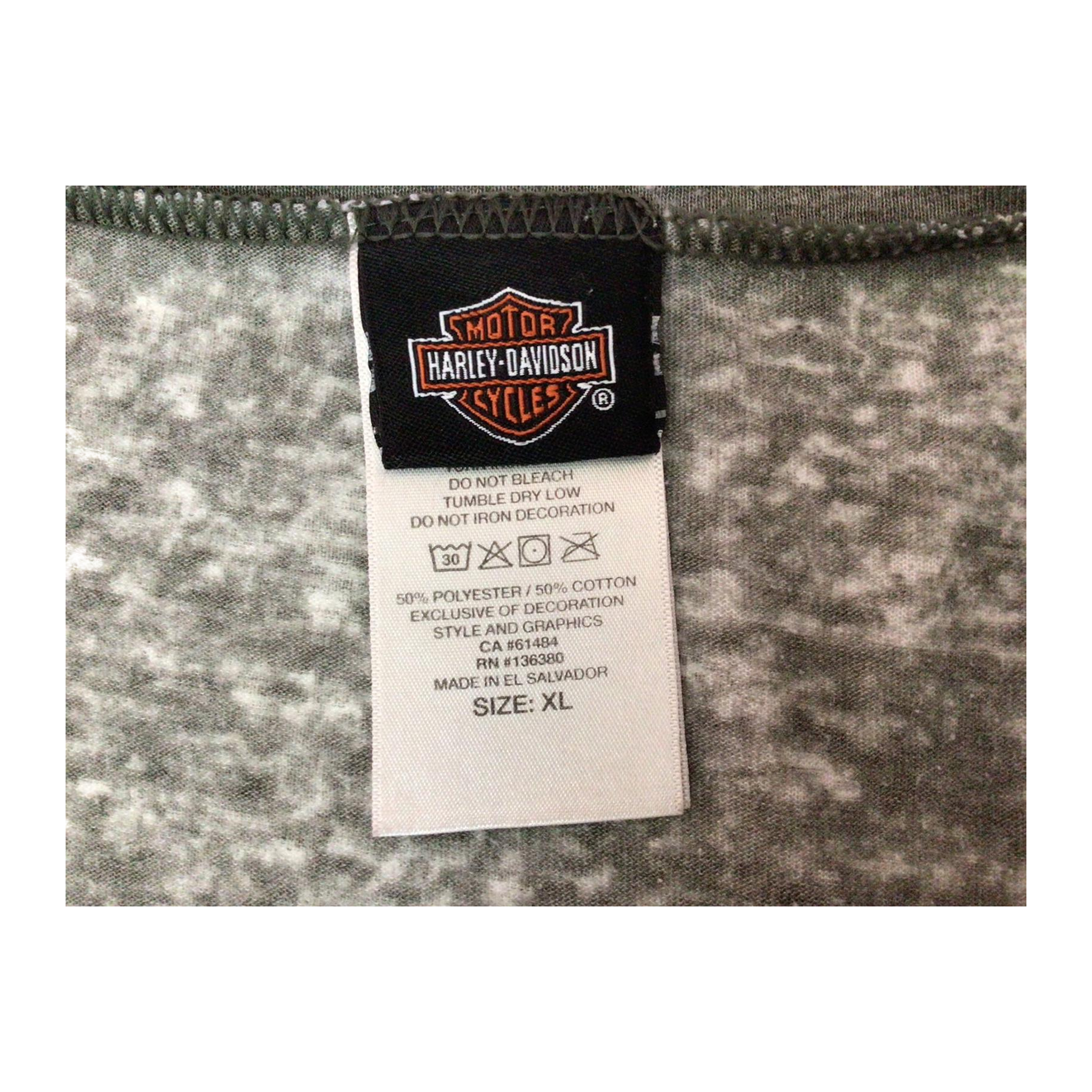 1698 Harley Davidson Women's Skull Logo V Neck Heathered Short Sleeve T Shirt Grey XL
