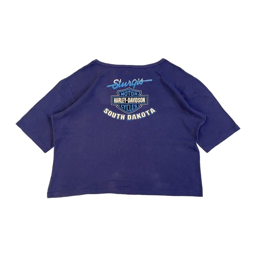 1695 Harley Davidson Women's Sturgis Henley Short Sleeve T Shirt Blue XL