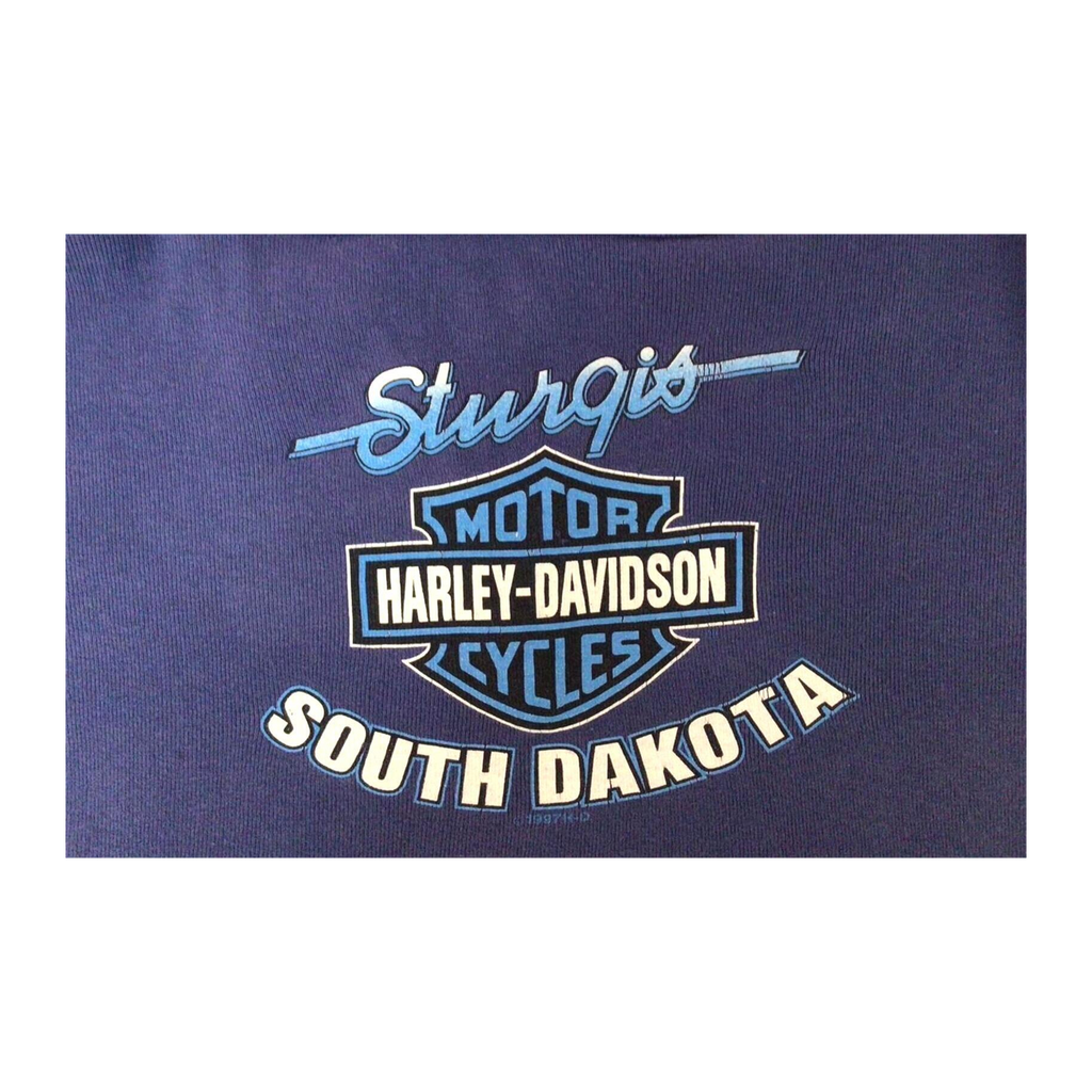 1695 Harley Davidson Women's Sturgis Henley Short Sleeve T Shirt Blue XL