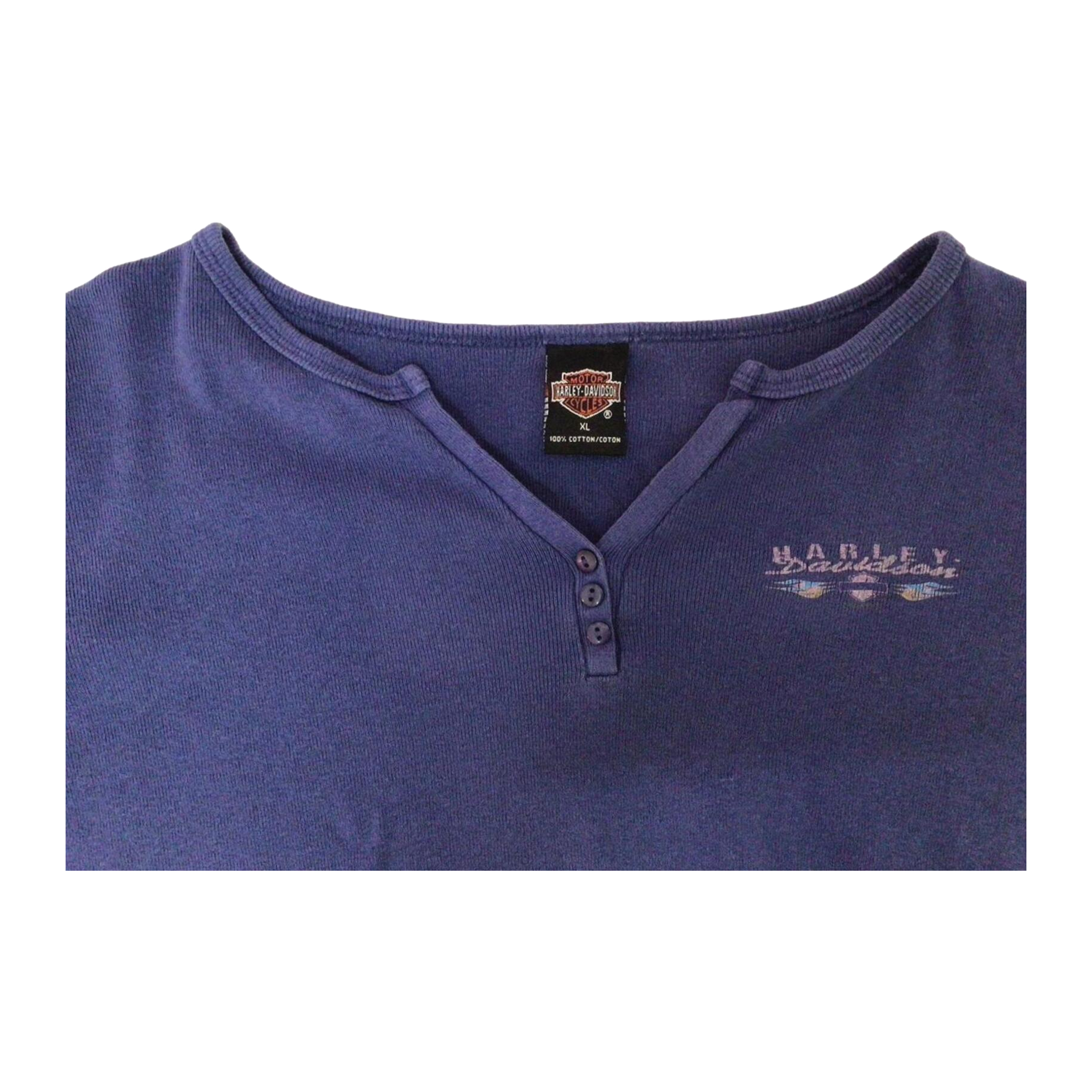 1695 Harley Davidson Women's Sturgis Henley Short Sleeve T Shirt Blue XL