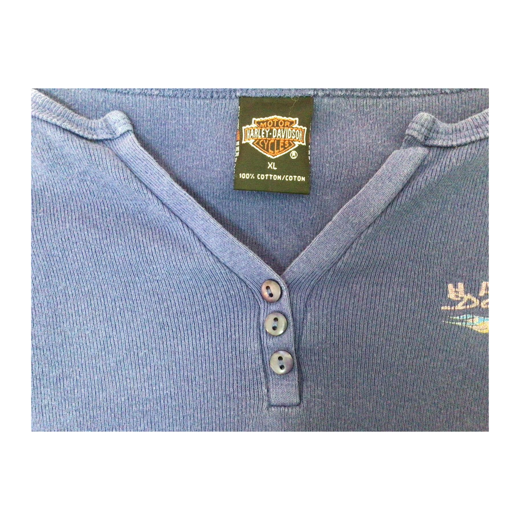 1695 Harley Davidson Women's Sturgis Henley Short Sleeve T Shirt Blue XL