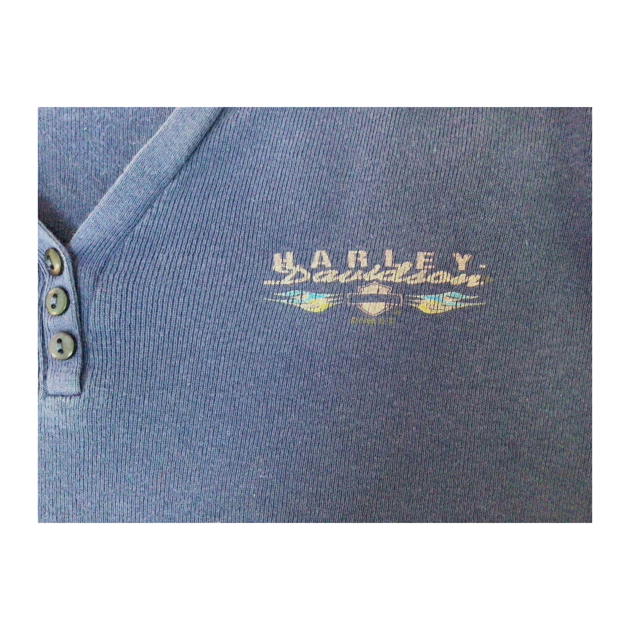 1695 Harley Davidson Women's Sturgis Henley Short Sleeve T Shirt Blue XL