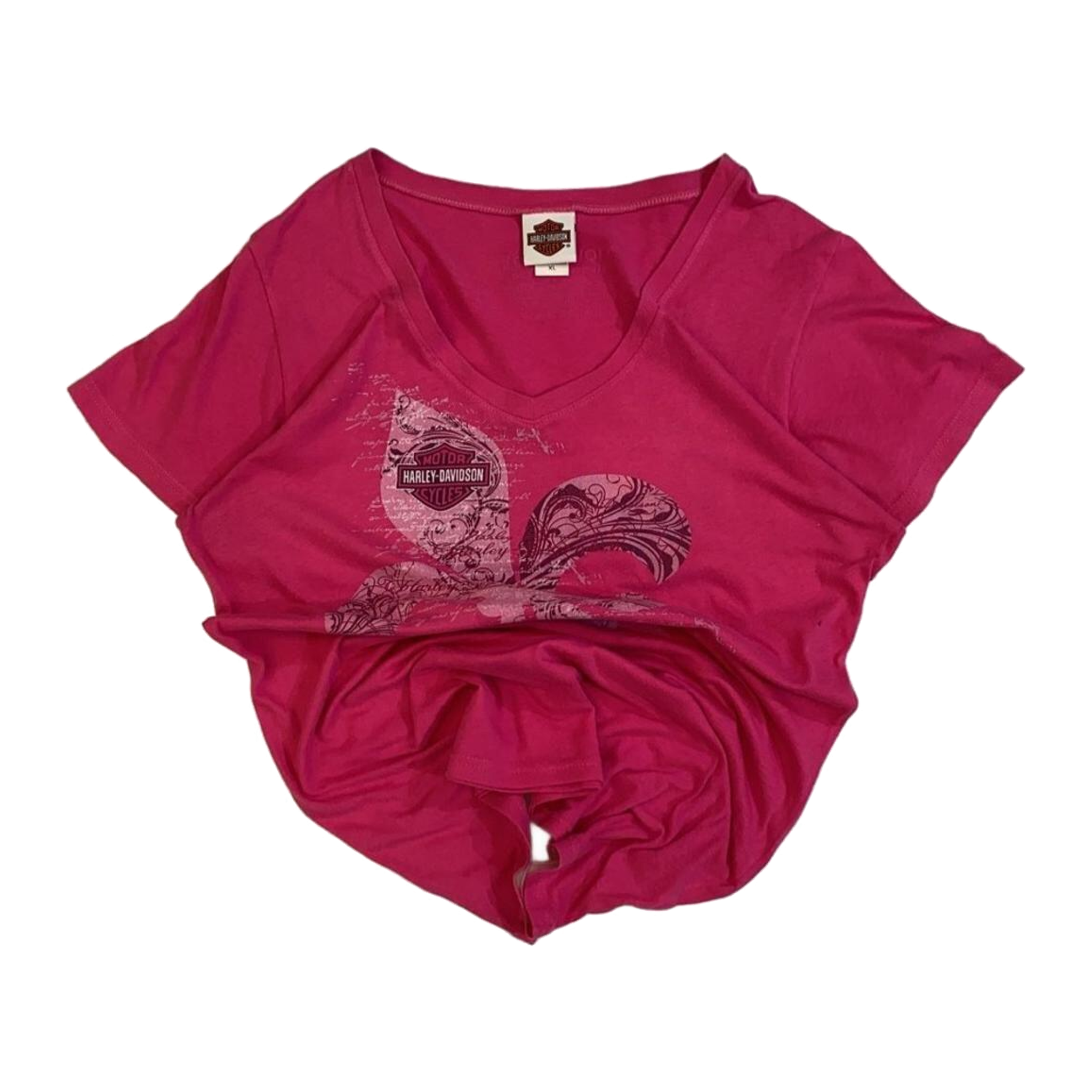 1679 Harley Davidson Women's Fleur de Lis Graphic Short Sleeve T Shirt Pink XL