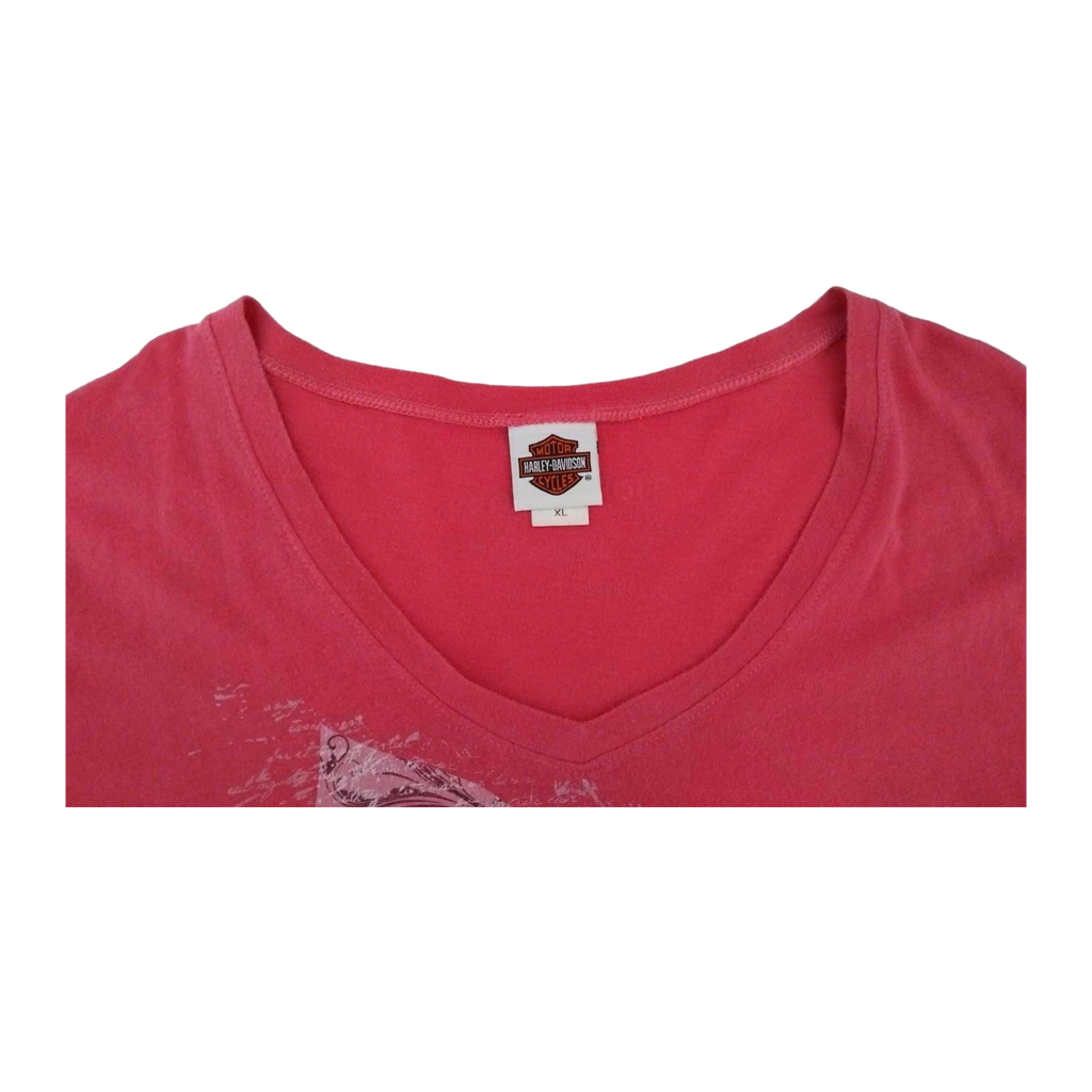 1679 Harley Davidson Women's Fleur de Lis Graphic Short Sleeve T Shirt Pink XL