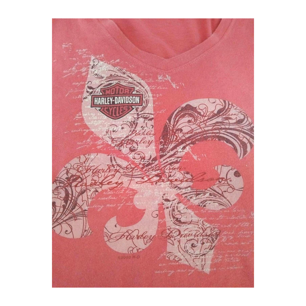 1679 Harley Davidson Women's Fleur de Lis Graphic Short Sleeve T Shirt Pink XL